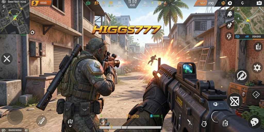 Screenshot menunjukkan aksi mendebarkan dalam gameplay HIGGS777.