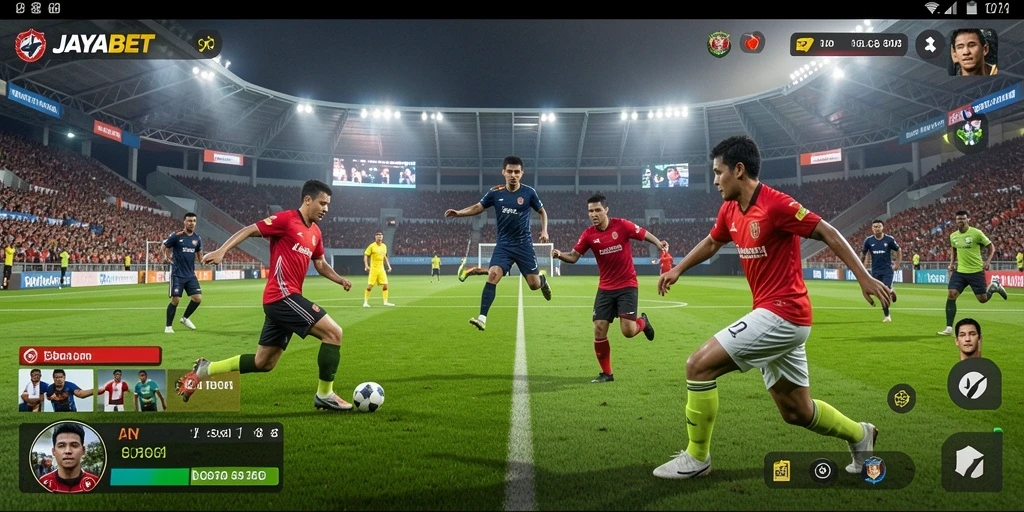 Screenshot JAYABET menampilkan aksi luar biasa dalam permainan sepak bola.
